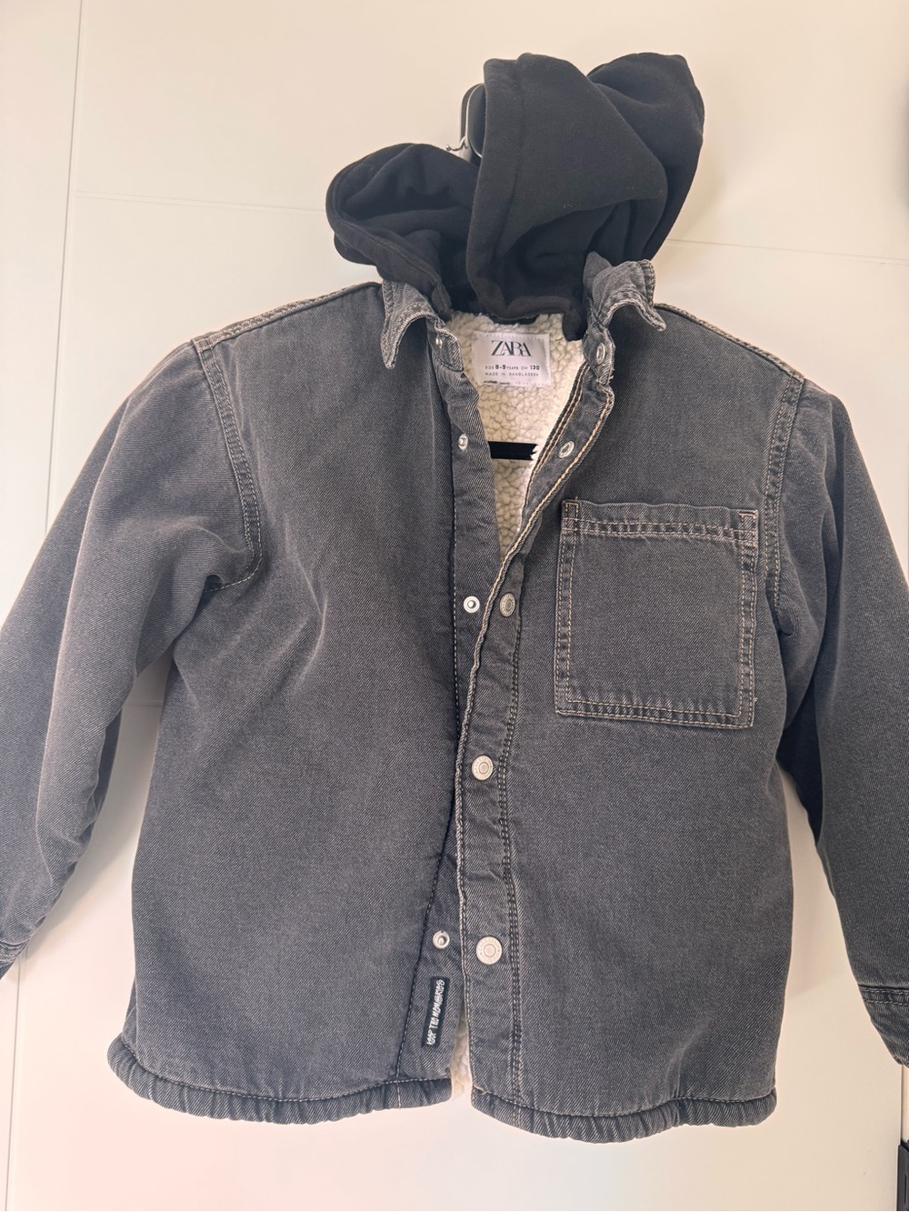 ZARA denim sherpa jacket with removable hoodie size 8/9 boys - new without tags